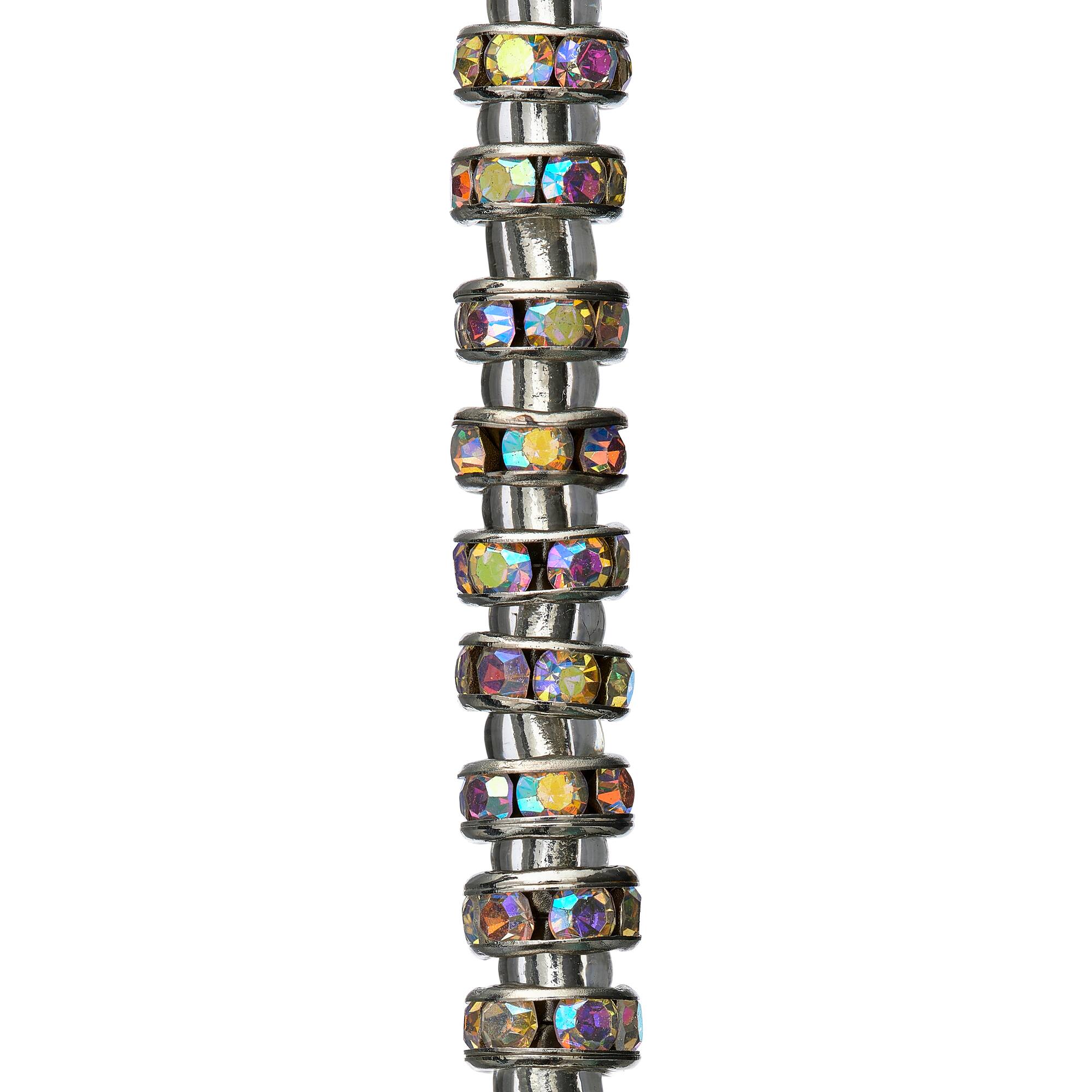Metal Rhinestone Rondelle Beads, 6mm by Bead Landing™